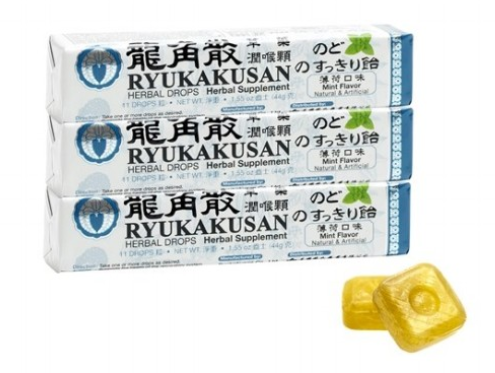 龙角散草药润喉颗  - 薄荷味 Ryukakusan Herbal Drops - Mint Flavor - 11 drops